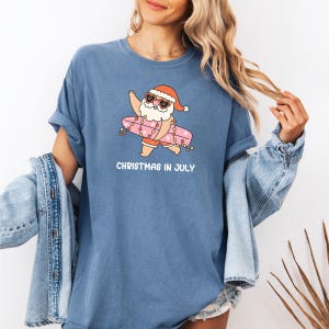 Comfort Colors® Christmas In July Shirt, Santa Summer Vacation Shirt, Christmas In Summer Tee, Xmas In July Gift, Tropical Christmas Shirt