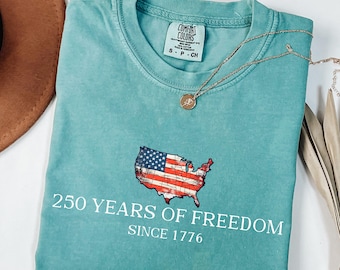 Comfort Colors® Retro USA 250 Shirt, 250 Jahre Freiheit Amerikanisches T-Shirt, Feiern Sie das 250-jährige Jubiläums-T-Shirt