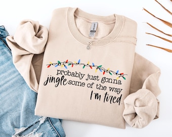 Sweatshirt fatigué, pull de Noël drôle, t-shirt disant vacances, chemises de Noël pour femmes