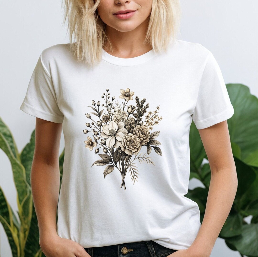 Wildflower Shirt, Wildflower Garden T-shirt, Botanical Shirt, Floral ...