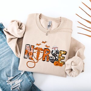 Nurse Halloween Sweatshirt, Halloween Nurse Shirt, Nursing Crewneck, Halloween Gift For Nurse, Spooky Halloween Sweater, RN Halloween Shirt