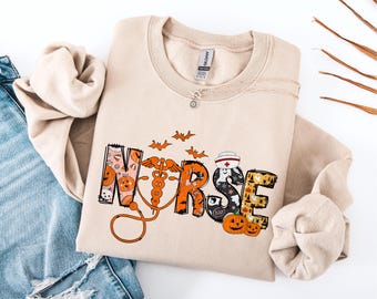 Nurse Halloween Sweatshirt, Halloween Nurse Shirt, Nursing Crewneck, Halloween Gift For Nurse, Spooky Halloween Sweater, RN Halloween Shirt