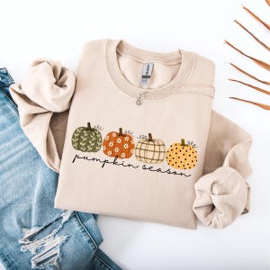 Pumpkin Season Sweatshirt, Fall Pumpkin Pattern Graphic Tee, Autumn Aesthetic Cottagecore Harvest Season Shirt