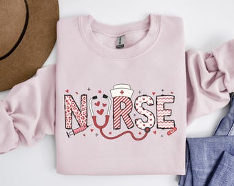 Nurse Valentine Gift Sweatshirt, Nurse Valentines Day Sweatshirts, Valentine Nurse Sweaters, Valentine Nursing Sweater, Nursing School Tee