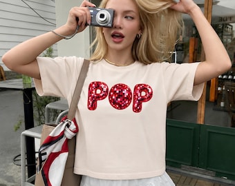 Comfort Colors® POP Disco Ball Boxy Tee, Mirrorball Cropped Shirt, Pop Concert Outfit