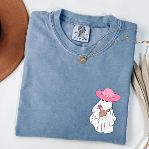 Comfort Colors® Сute Ghost Coffee Shirt, Сute Little Girly Ghost T-shirt, Womens Halloween Gift Shirt, Boo Ghost Shirt, Ghost Coffee Shirt