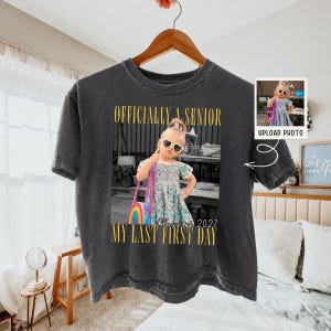 Comfort Colors® Custom Vintage Photo And Year Senior Boxy Tee, Officially A Senior Women Shirt, My Last First Day T-shirt, Class of 2027 Tee