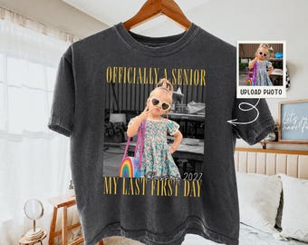 Comfort Colors® Custom Vintage Photo And Year Senior Boxy Tee, Officially A Senior Women Shirt, My Last First Day T-shirt, Class of 2027 Tee