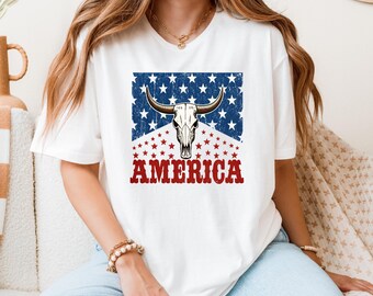 Western America Shirt, 4th of July Shirt, USA Shirt, Retro America Shirt, Country Western Shirt, Patriotic Shirt, Make America Cowboy Again