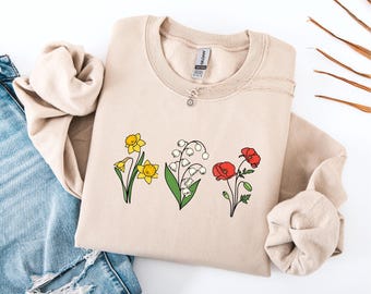 Custom Birth Month Sweatshirt Birth, Flower Sweater, Birth Flower Shirt, Grandma's Garden, Personalized Mom Gift, Grandma Mother's Day Gift