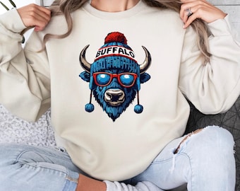 Buffalo Football Crewneck Sweatshirt, Vintage Fan Gifts for Game Day, Buffalo Football Fan Sweatshirt, Football Fan Gear, Game Day Sweaters