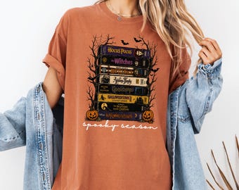 Comfort Colors® Vintage Halloween VHS Shirt, Retro Spooky Season Graphic Tee, Funny Horror T-shirt, Scary Movie Halloween Shirts