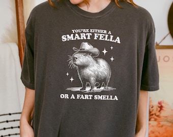 Comfort Colors® Retro Smart Fella Capybara 90s Shirt, Funny Capybara Shirt, Vintage 90s Shirt, Washed Shirt, Distressed Shirt, Funny Gift