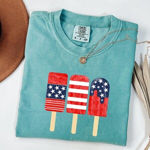 Comfort Colors® Patriotic Ice Cream Shirt, Cute 4th Of July Shirt, American Ice Cream Shirt,  Red White And Blue Tee, Gift for American
