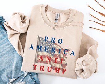 Pro America Anti Trump Sweatshirt, Anti Trump Sweater, Protest Shirt, Protect Democracy Tee, Anti MAGA Tee, Anti Fascism Tee, Patriotic Tee