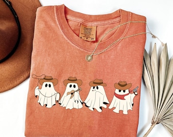 Comfort Colors® Cowboy Ghost Shirt, Western Ghost Spooky Shirt, Halloween Western Tee, Cute Spooky Shirt, Halloween Gift, Country Cowboy Tee