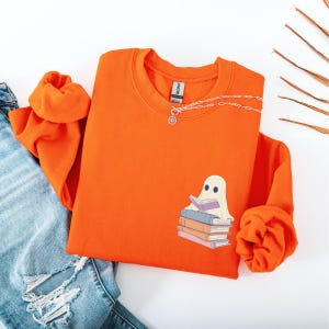 Ghost Reading Sweatshirt, Teacher Halloween Shirt, Librarian Shirt, Book Lover Tshirt, Reading Shirt, Teacher Shirt, Halloween School Shirt
