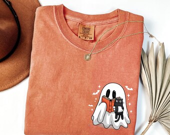 Comfort Colors® Ghost Reading Books Shirt, Bookish Halloween Shirt, Librarian Halloween Gift, Halloween Book Lover, Halloween Teacher Shirt