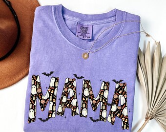 Halloween Mama Comfort Colors® Shirt, Halloween Spooky Mama Shirt, Halloween Gift for Mom, Cute Ghost Mama Shirt, Spooky Season Mama Shirt