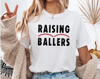 Raising Ballers Shirt, Womens Baseball Shirt, Baseball Mom Shirt, Baseball Lover Gift, Sports Mom Shirt, Baseball Mom Gift, Game Day Shirt