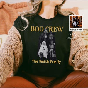 Custom Photo Halloween Shirts: Personalized Boo Crew Shirt, Spooky Season Tshirt, Halloween Family Matching Tee