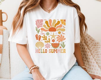 Hello Summer Shirt, Boho Summer Shirt, Boho Summer Fruits Shirt, Summer Vibes Shirt, Summer Fun Shirt, Summer Vacation Shirt, Beach Shirts