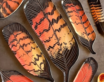 Red-tail black cockatoo sgraffito plates