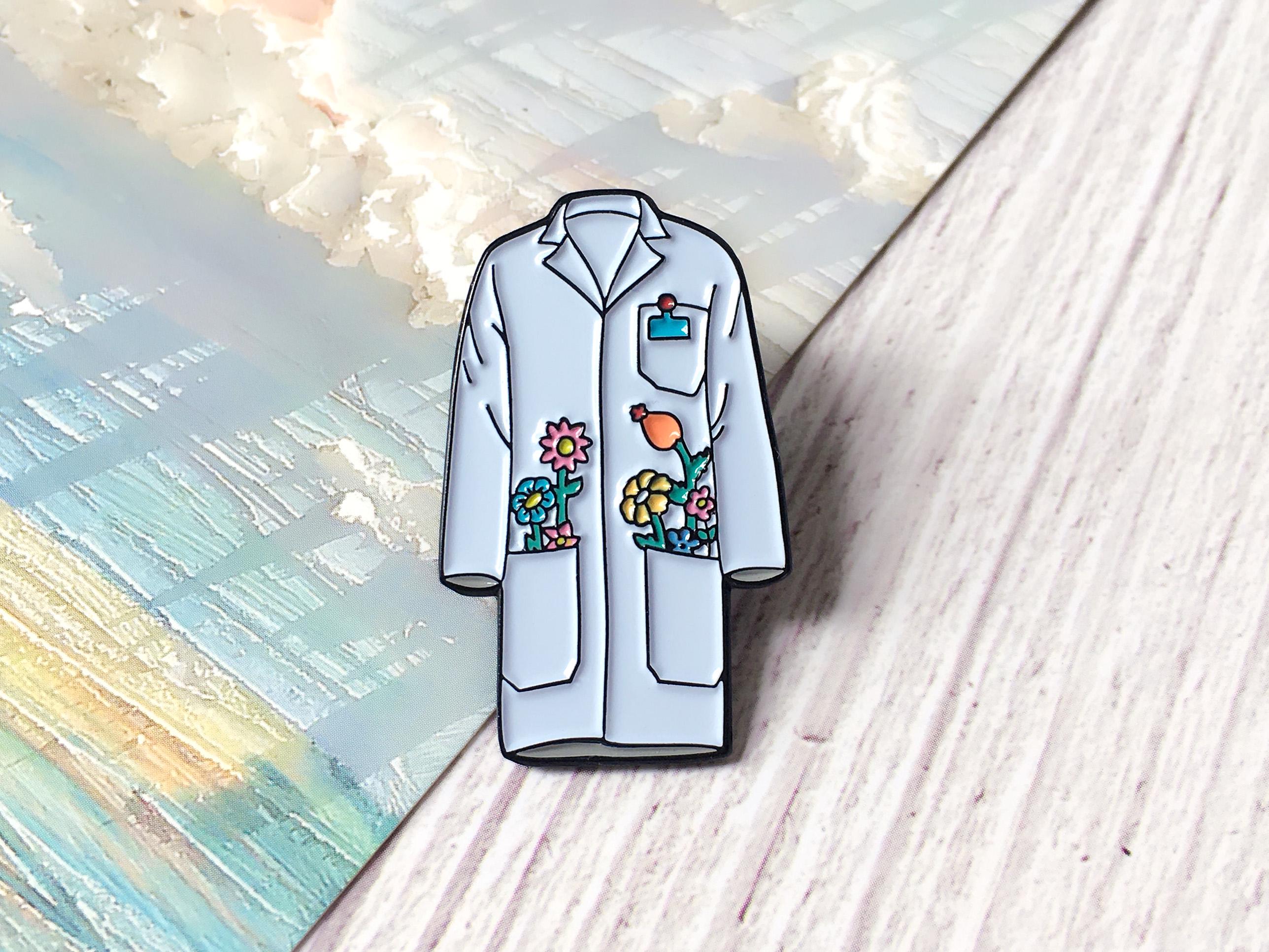 White Coat Science Lab Enamel Pin, Doctor Biologist Scientist Badge Pin ...
