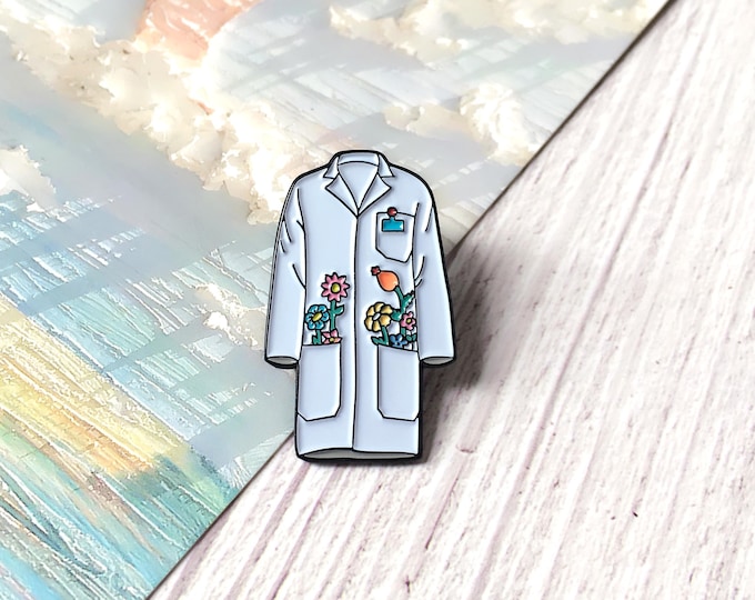 White Coat Science Lab Enamel Pin, Doctor Biologist Scientist Badge Pin, Lapel Pin, Collar Pin, Brooch Accessory, Gift for Her/Him