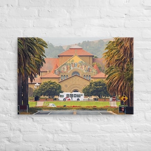 Stanford University Cardinal Daylight Campus Canvas Wall Art Stretched And Framed, Mounting Brackets Included, Multiple Sizes