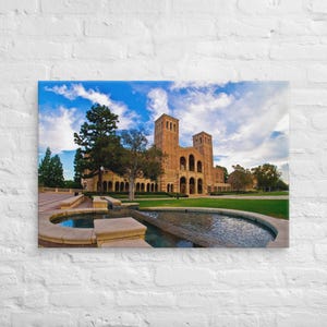 Lienzo decorativo para pared, diseño de UCLA Bruins Daylight Campus, estirado y enmarcado, soportes de montaje incluidos, varios tamaños