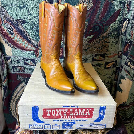 DS 1970s Tony Lama Rainbow Cognac Cowboy Boots