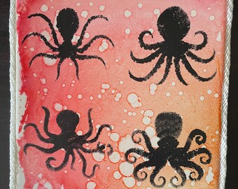 Octopus tile art painting wall decor