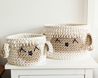 Crochet Sheep Basket - Nursery Decor and Organizer, Storage Solution, Nursery Storage Organizer, Scandi Toy Organizer, Natural Home Decor