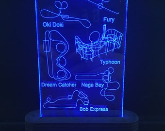 Bobbejaanland, 3D Lampe Datei, Leuchtschild, Acrylschild, 3D Illusion, Achterbahn, Freizeitpark, CNC Lasergravur, Vector Datei, Nachtlicht