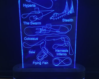 Thorpe Park, 3D Lampe Datei, Leuchtschild, Acrylschild, 3D Illusion, Achterbahn,  Freizeitpark, CNC Lasergravur, Vector Datei, Nachtlicht