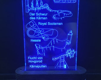 Hansa-Park, 3D Lampe Datei, Leuchtschild, Acrylschild, 3D Illusion, Achterbahn,  Freizeitpark, CNC Lasergravur, Vector Datei, Nachtlicht