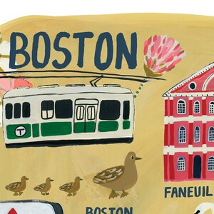Boston Massachusetts illustriert dekorative Reise Karte Wandkunst signiert Kunstdruck