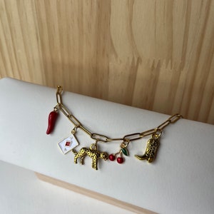 Leopard Ibiza Gold Charm Necklace | Cherry Necklace | Handmade Jewellery | Ibiza Accessories | Summer Jewellery | Cowboy Western Necklace