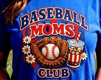 Vintage Baseball Moms Club Grafik - Retro Stickerei Stil PNG (Digitaler Download)
