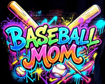 Neon Graffiti Baseball Mom PNG, Sport Mama Sublimationsdesign (Digitaler Download)