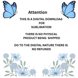a digital download notice for a sublimation process, with a floral border on the left side.
