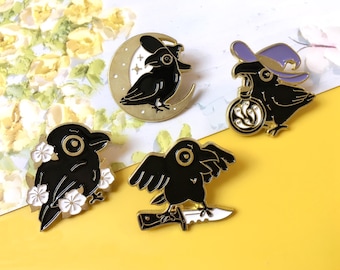 Lovely Little Crow Enamel Pin | Cute Pin Badge | Lapel Pin | Enamel Pin Set for Backpacks | Birthday Gift for Her/Him
