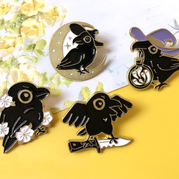 Lovely Little Crow Enamel Pin | Cute Pin Badge | Lapel Pin | Enamel Pin Set for Backpacks | Birthday Gift for Her/Him