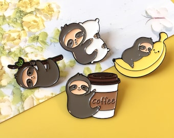 Lovely Sloth Enamel Pin | Cute Pin Badge | Lapel Pin | Enamel Pin Set for Backpacks | Birthday Gift for Her/Him