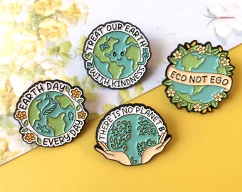 Eco-consciousness Enamel Pin | Earth Day Pin Badge | Lapel Pin | Enamel Pin Set for Backpacks | Birthday Gift for Her/Him