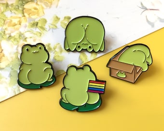 Funny & Cute Frog Enamel Pin | Cute Pin Badge | Lapel Pin | Enamel Pin Set for Backpacks | Birthday Gift for Her/Him