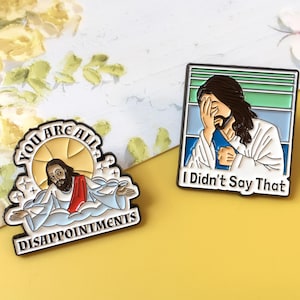 Joking Jesus Enamel Pin | Funny Pin Badge | Lapel Pin | Enamel Pin Set for Backpacks | Birthday Gift for Her/Him
