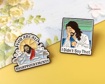 Joking Jesus Enamel Pin | Funny Pin Badge | Lapel Pin | Enamel Pin Set for Backpacks | Birthday Gift for Her/Him