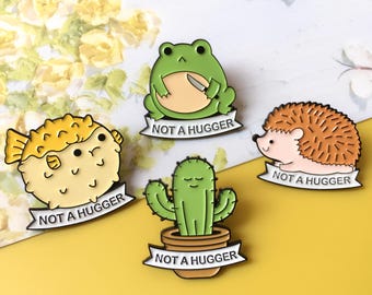 Cactus, Hedgehog, Frog Enamel Pin | Cute Pin Badge | Lapel Pin | Enamel Pin Set for Backpacks | Birthday Gift for Her/Him